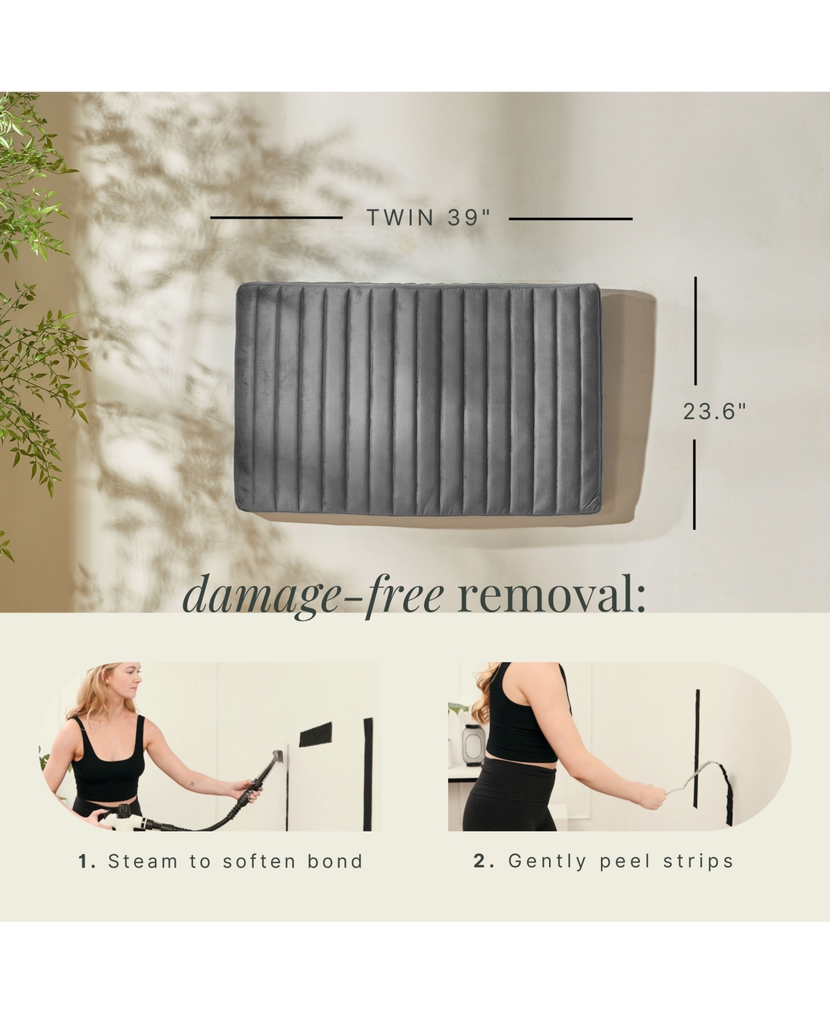 Nestl Velvet Headboard, wall mounted, peel and stick, easy assemble