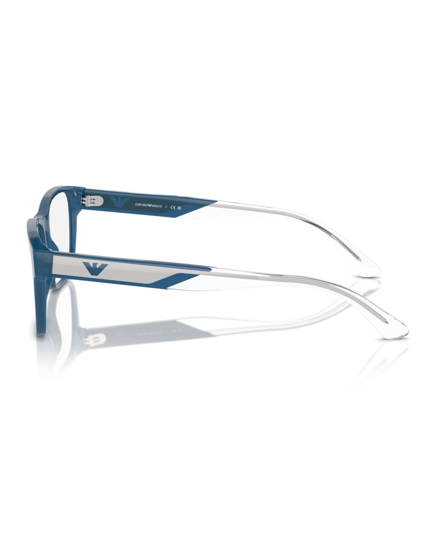 Мужские очки Emporio Armani Rectangle Eyeglasses, EA3239, цвет: Блестящий синий — фото 3