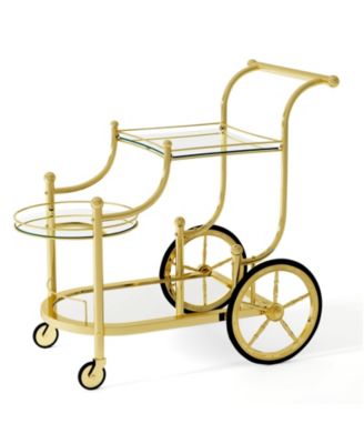 3 Tier Bar Cart on Wheels with Mirrored Shelves for Home Entertaining