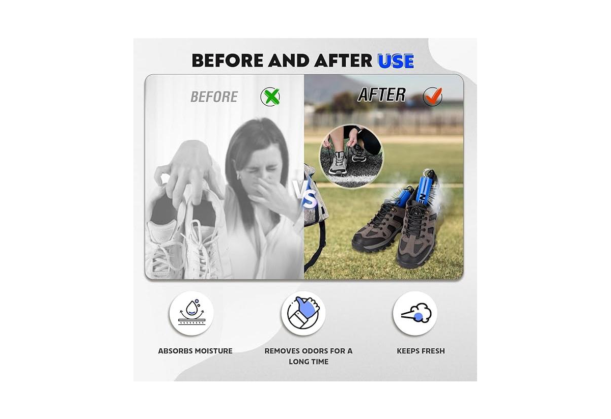 Hikeen Shoe Deodorizer Activated Charcoal Shoe Eliminator Glove Deodorizers for Boots, Gym Bags, Hockey Gloves, Boxing Soccer Gear