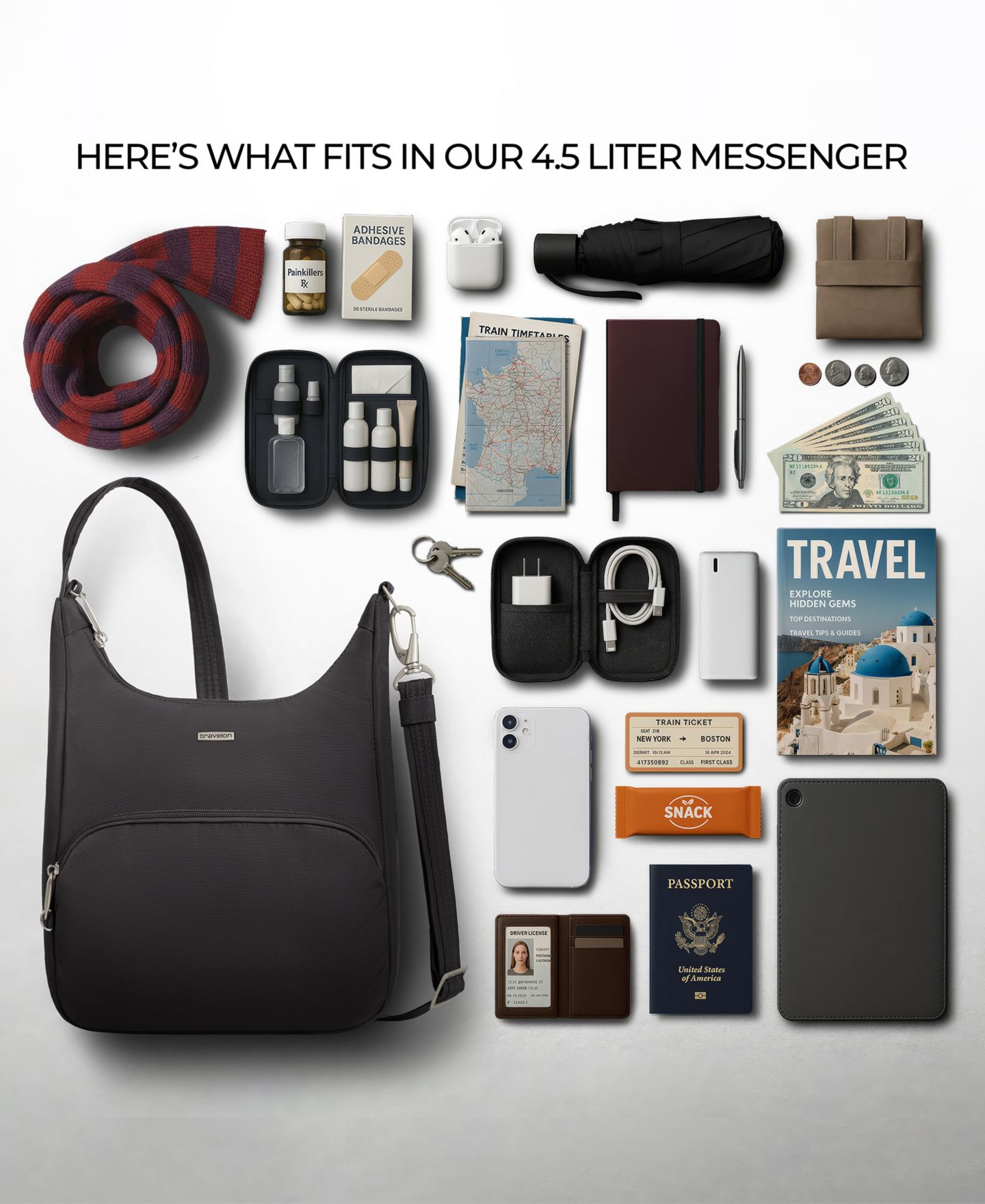 Сумка Travelon Anti-Theft Classic Messenger, цвет: Чёрный — фото 13