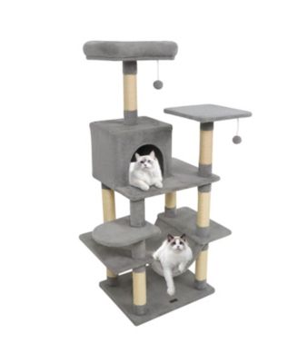 Cat Tree 58 inch Soft Plush Multi-Level with Padded Perch