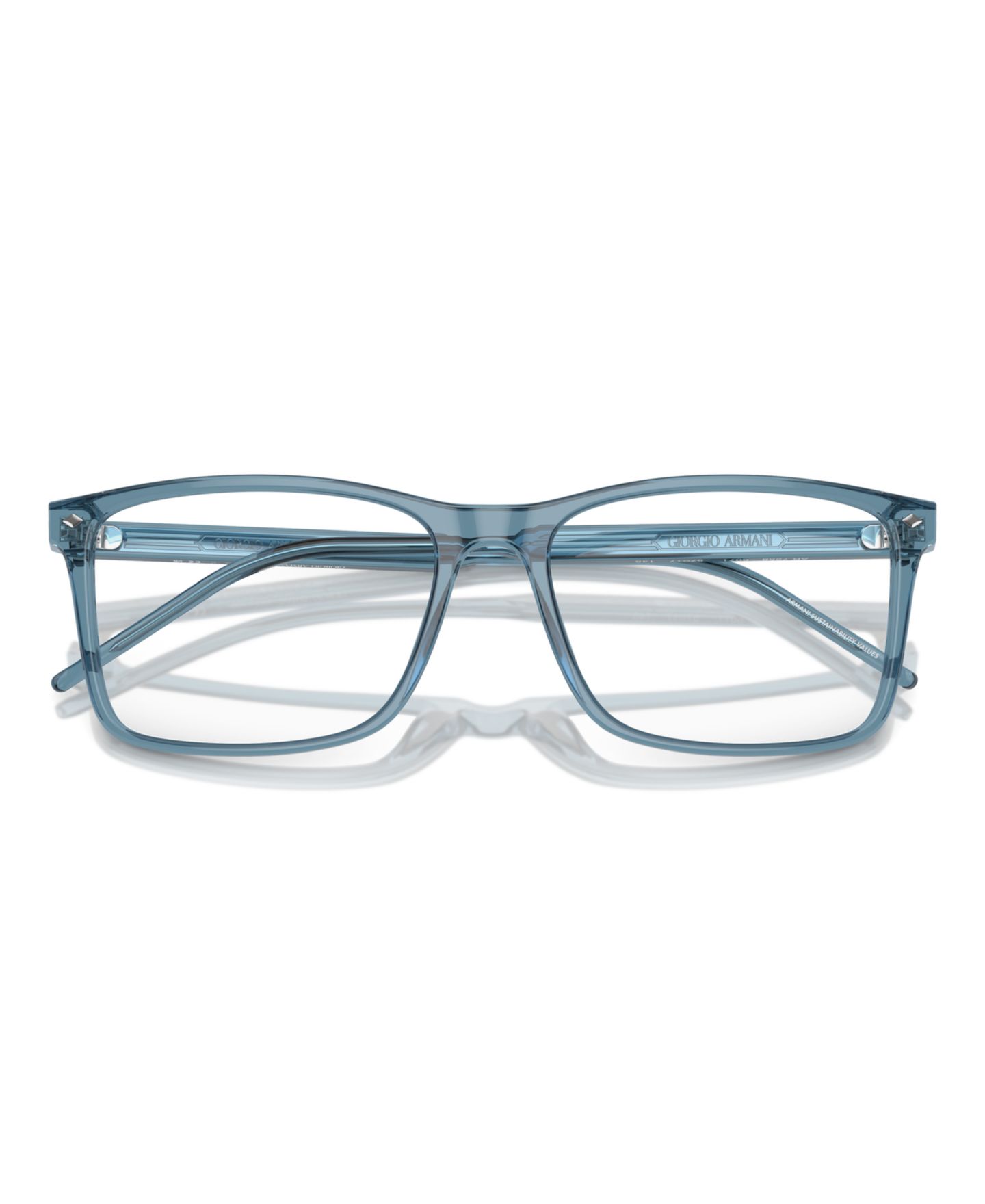Мужские очки Giorgio Armani Rectangle Eyeglasses, AR7258, цвет: Прозрачный синий — фото 4