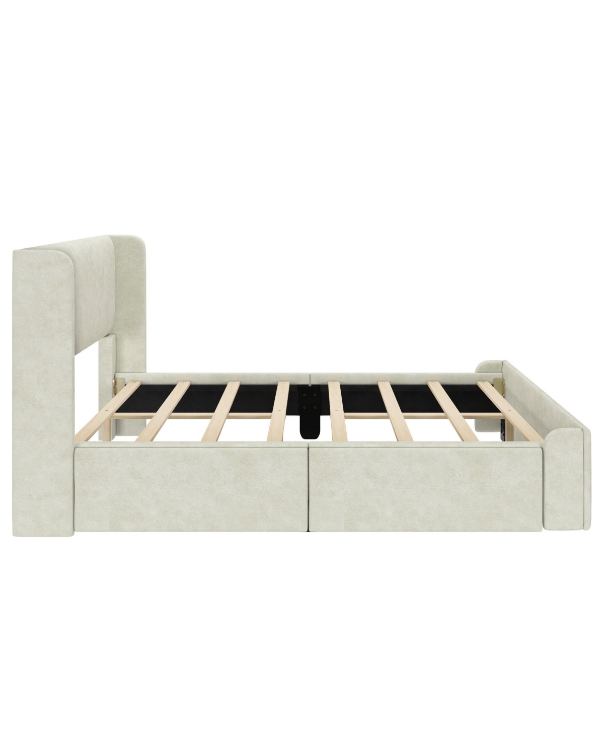 Max & Lily Full Upholstered Rectangular Headboard Platform Bed Frame with 2 Drawer Side Storage