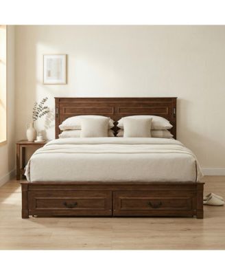 Bed with 2 Storage Drawers, LED Lights, USB Charging Station