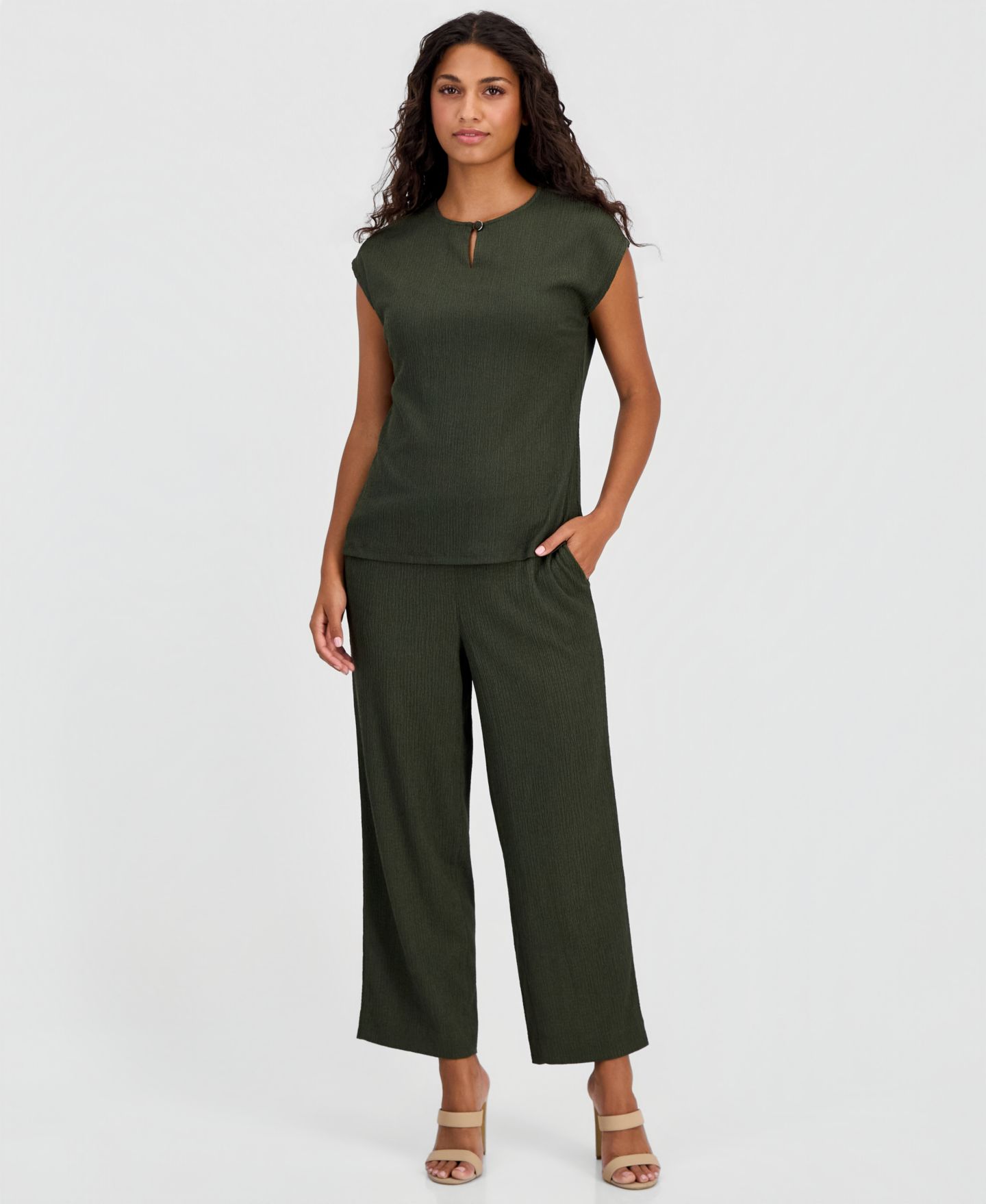 Женские брюки Anne Klein Essentials Petite Pebble-Texture Knit Pull-On, цвет: Dark Bay Leaf — фото 5