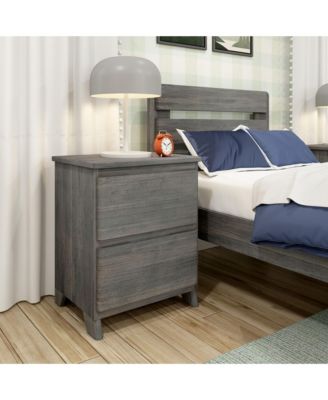 Solid Wood Farmhouse Nightstand with 2 Drawers