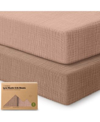 Lyra Muslin Crib Sheets for Boys, Girls, 2pk 52x28 Cotton Baby Crib Mattress Sheets Fitted, Soft, Breathable