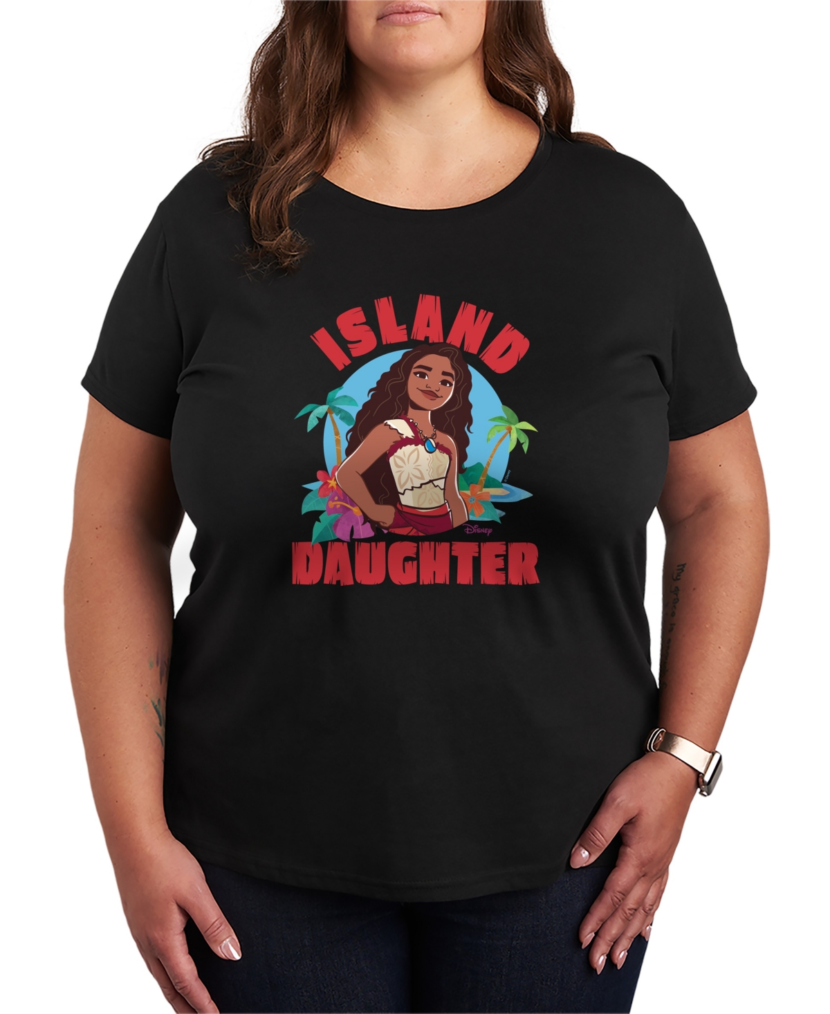 Hybrid Apparel Plus Size Moana Island Daughter Short-Sleeve Graphic T-Shirt - Black