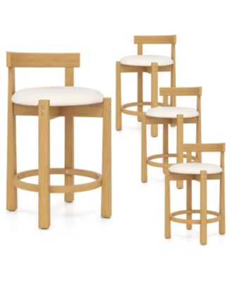 Set of 4 Velvet Counter Height Bar Stools with Backrest