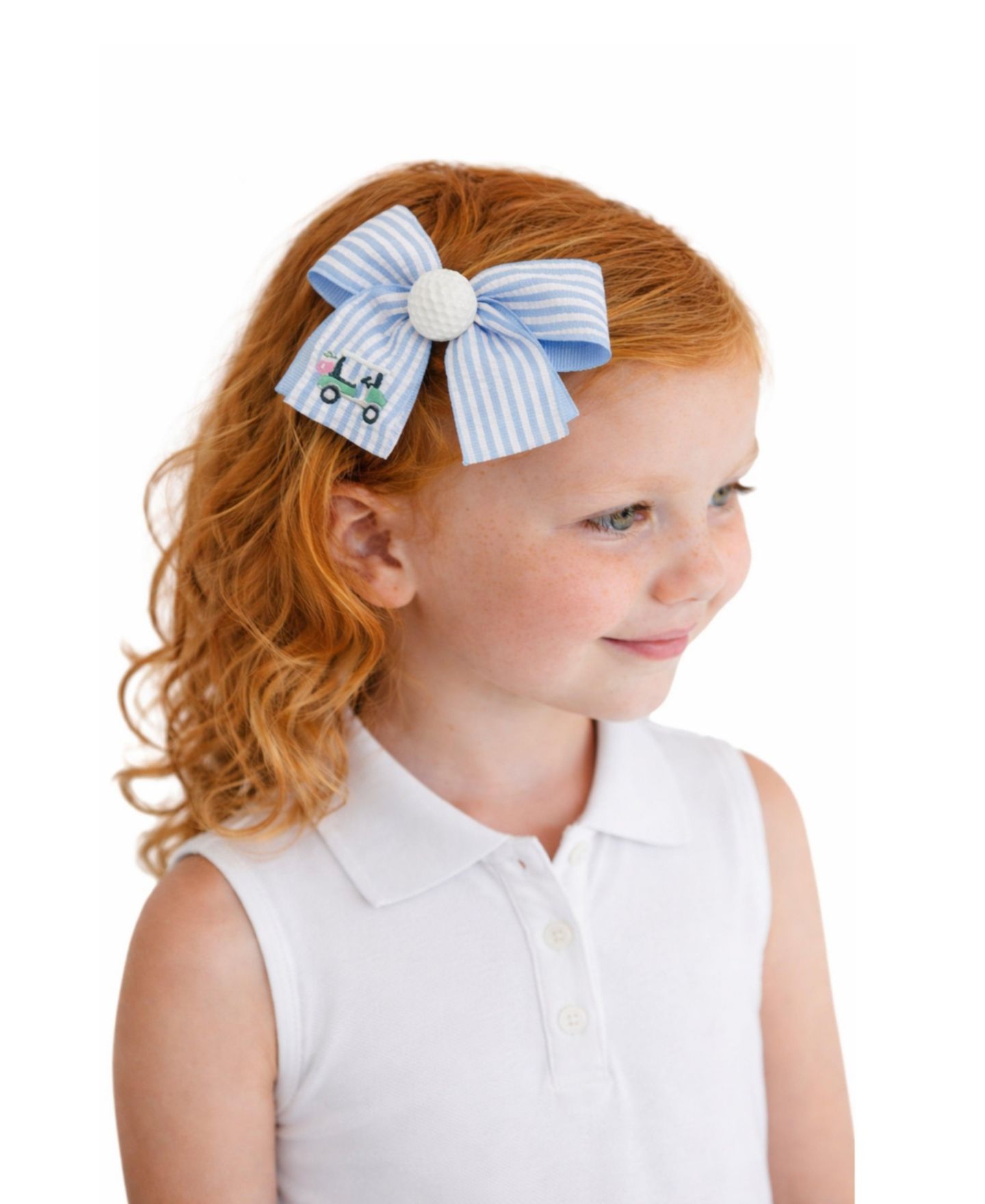 Аксессуары для волос Bits & Bows Golf Ball Seersucker Hair Bow для девочек, цвет: Синий — фото 2
