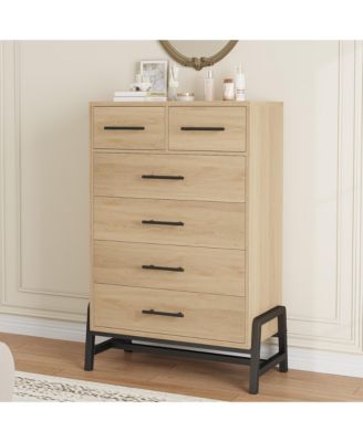 6-Drawer Dresser for Bedroom, 46.6" Tall Freestanding Wooden Storage Chest