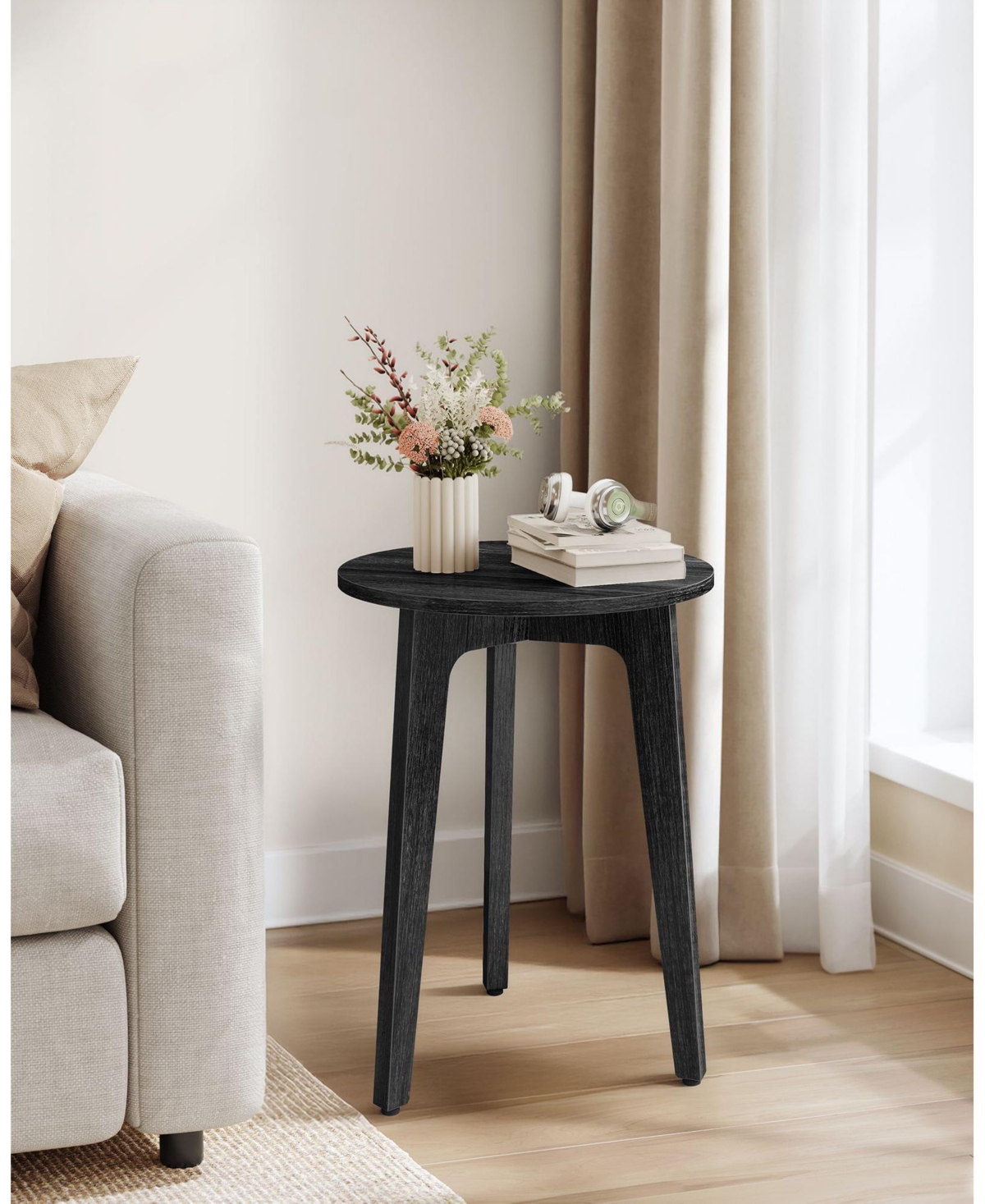 Slickblue Compact Round End Table Small Side Table for Space Saving Use
