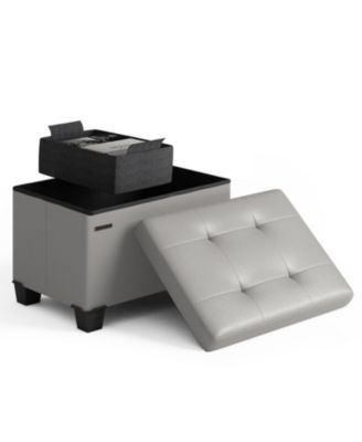 16 Inches Ottoman Storage Bench with Storage Bins - Leatherette or Fabric Finish