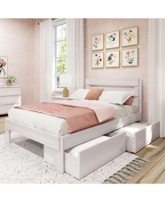 Max and Lily Full Bed Frame with Storage Drawers, Solid Wood Platform Bed for Kids
