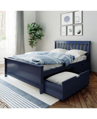 Max and Lily Full Size Bed Frame with Storage Drawers, Solid Wood Platform Bed for Kids