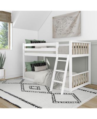 Max and Lily Solid Wood Scandinavian Twin over Twin Bunk Bed for Kids with Ladder