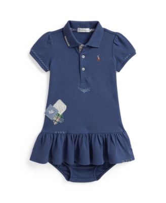 Baby Girls' Short-Sleeve Polo Dress with Bloomer, 2-Piece Set
