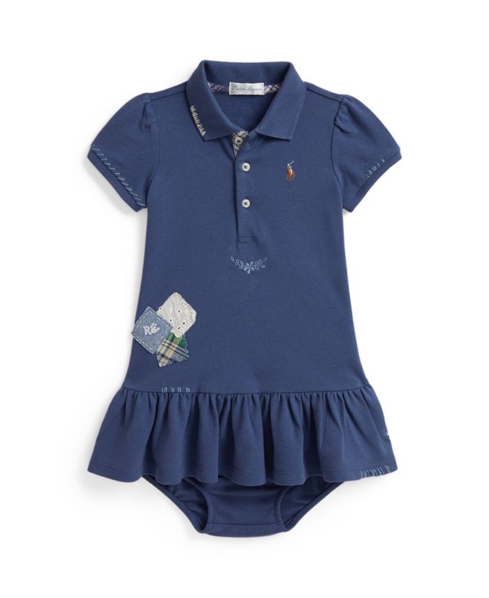 Polo Ralph Lauren Baby Girls' Short-Sleeve Polo Dress with Bloomer — 2 piece