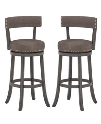 2 Piece Counter Height Swivel Chairs Rubber Wood Frame