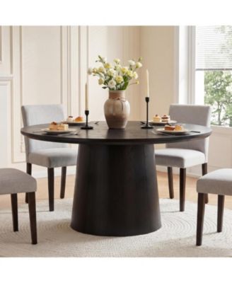 47.24 Inches Round Dining Table, Modern Wooden Kitchen Table with Heavy-Duty Table Legs, Space Saving Circle Dinner Furniture