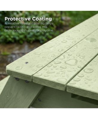 Kids 3-in-1 Outdoor Sand and Water Activity Picnic Table with Umbrella