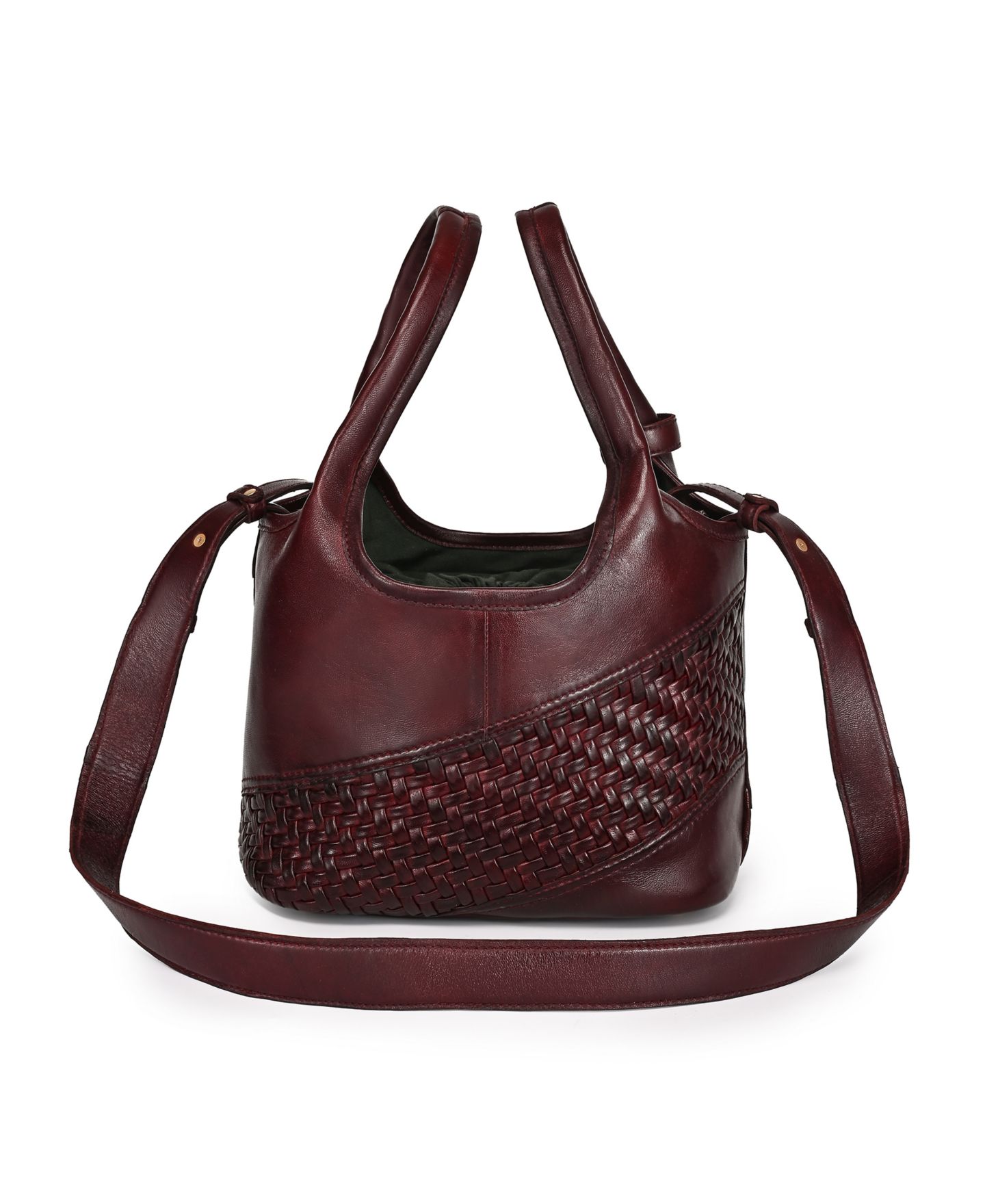 Женская сумка OLD TREND Lily Small Handwoven Tote Handbag, цвет: Бордовый красный — фото 2