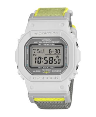 Men's Japanese Quartz Digital Gray and Yellow Cloth Watch 42.8mm