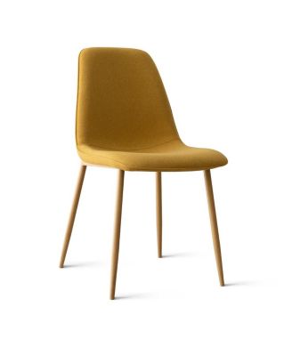 Linen Upholstered Kitchen and Dining Chairs Set of 4, Wood-Look Legs