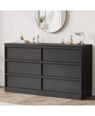 6 Drawer Modern Handleless Dresser, 47  inches Wide Wooden Storage Organizer for Bedroom Living Room Nursery