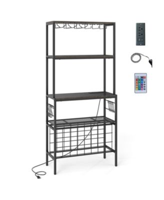 Wine Organizer with Built In Power Outlet and Bottle Storage Rack