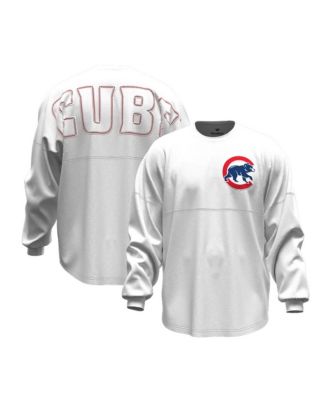 Women's White Chicago Cubs Baseball Stitch Spirit Jersey Long Sleeve T-Shirt