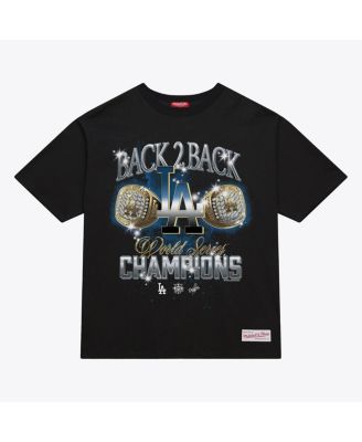 Women's Mitchell Ness Black Los Angeles Dodgers Back 2 Back Rings Boxy Cropped T-Shirt