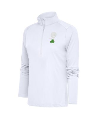 Women's White Boston Celtics Shamrock Tribute Half-Zip Pullover Top