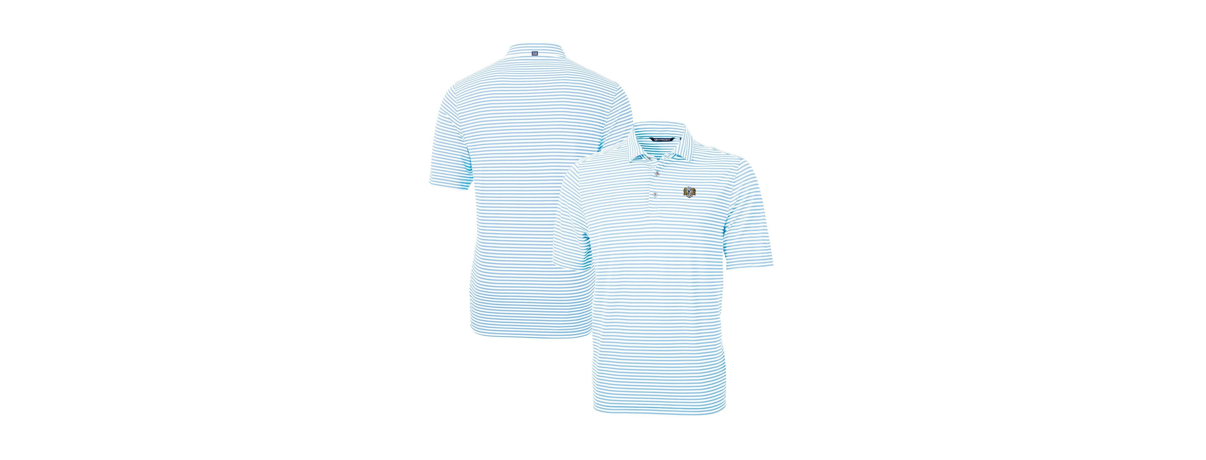 Cutter & Buck Men's Caroline Blue North Carolina Tar Heels Vault DryTec Virtue Eco Pique Stripe Polo Shirt