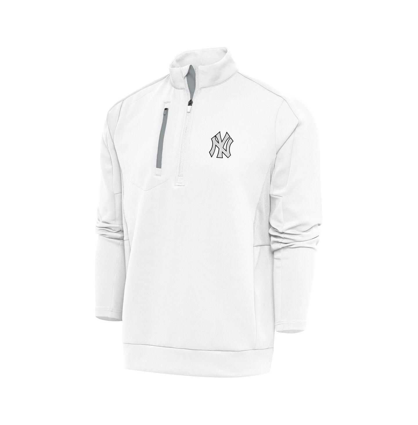 Мужской свитер Antigua White New York Yankees Metallic Generation Quarter-Zip Pullover — фото 1