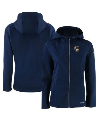 Women's Navy Milwaukee Brewers Evoke Eco Softshell Full-Zip Jacket