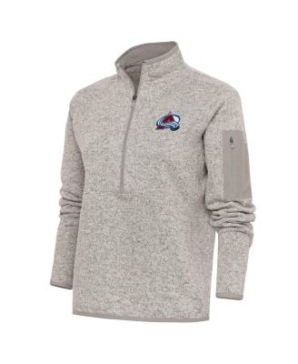 Women's Oatmeal Colorado Avalanche Team Logo Fortune Quarter-Zip Jacket