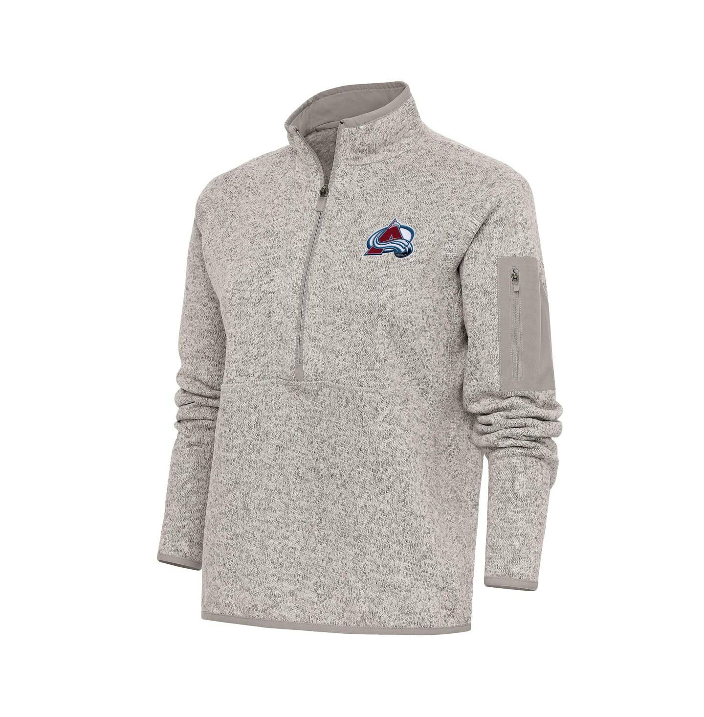Женская куртка Antigua Oatmeal Colorado Avalanche Team Logo Fortune Quarter-Zip — фото 1