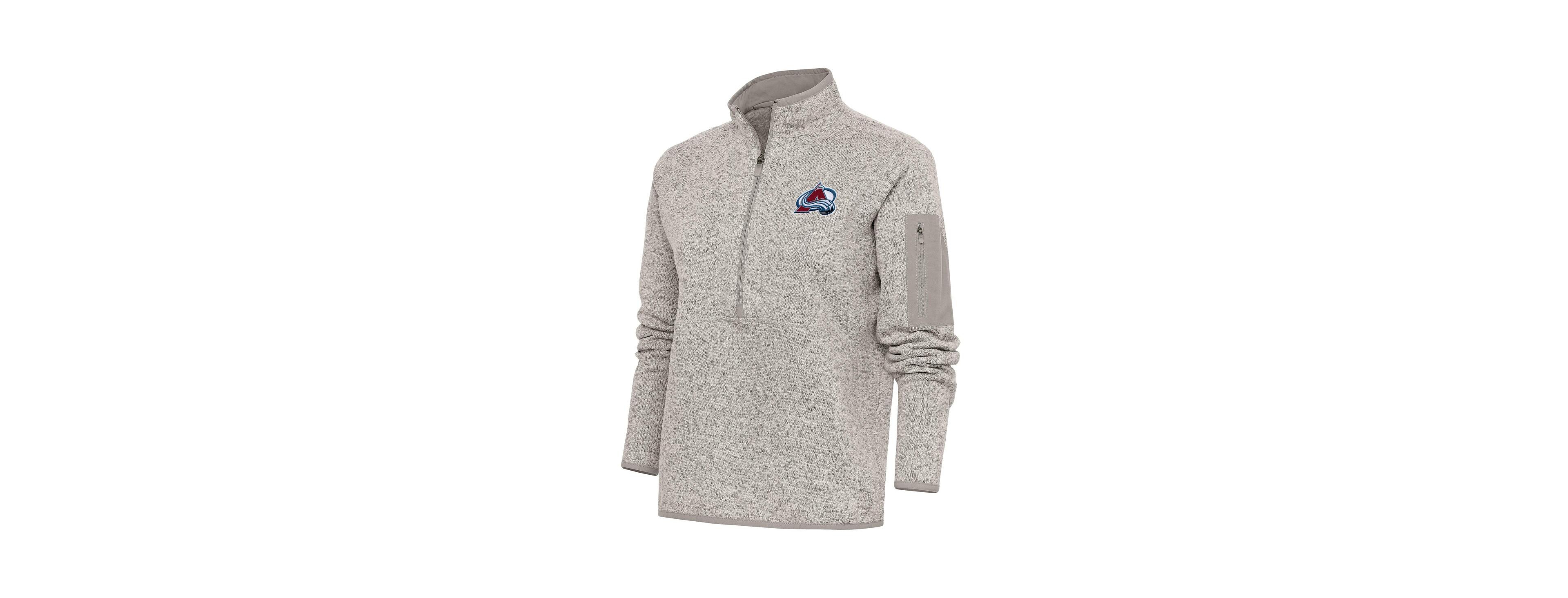 Antigua Women's Oatmeal Colorado Avalanche Team Logo Fortune Quarter-Zip Jacket