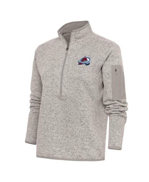 Женские куртки Antigua Women's Oatmeal Colorado Avalanche Team Logo Fortune Quarter-Zip Jacket