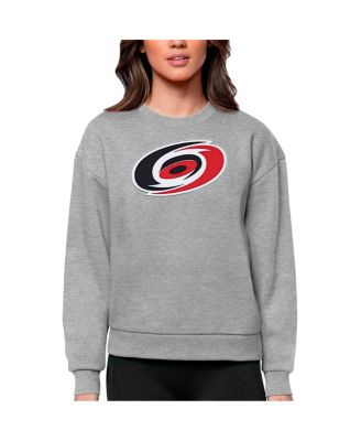 Women's Heather Gray Carolina Hurricanes Primary Logo Team Logo Victory Crewneck Pullover Sweatshirt