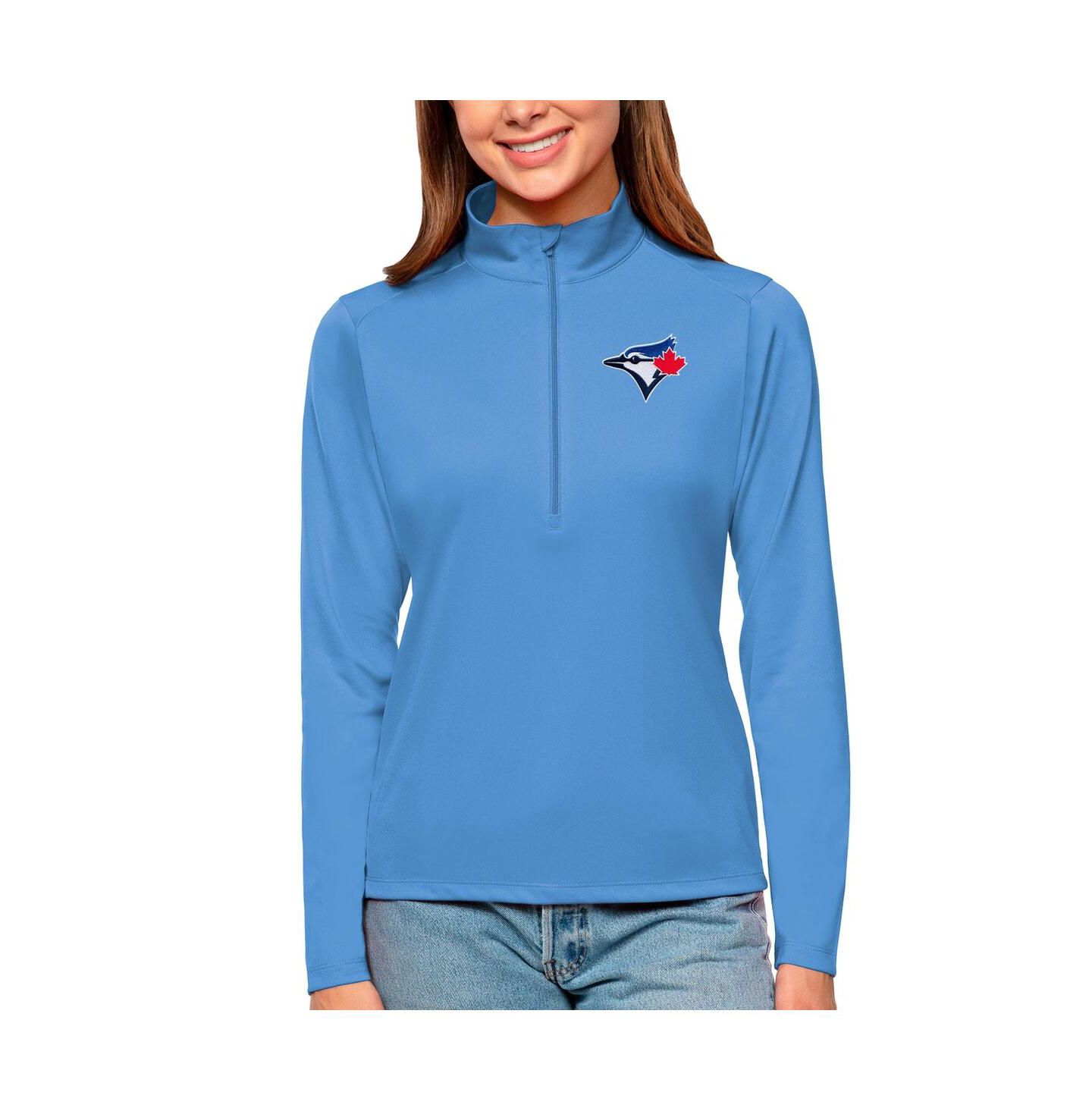 Женский свитер Antigua Powder Blue Toronto Blue Jays Tribute Quarter-Zip Pullover Top — фото 1