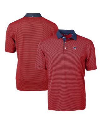 Men's Red/Navy Chicago Cubs Virtue Eco Pique Micro Stripe Polo Shirt