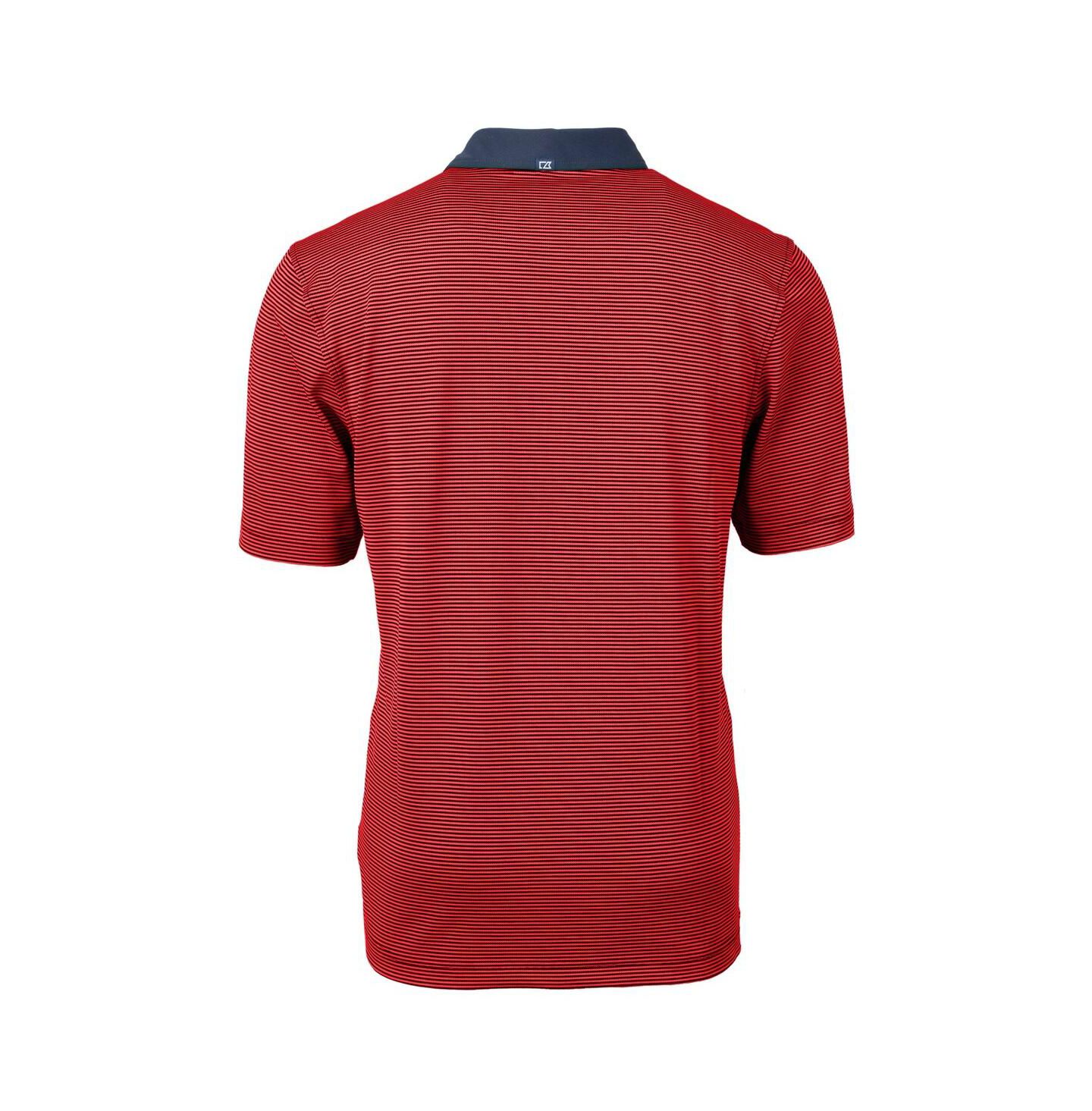 Мужское поло Cutter & Buck Red/Navy Cleveland Guardians Virtue Eco Pique Micro Stripe Polo Shirt — фото 2