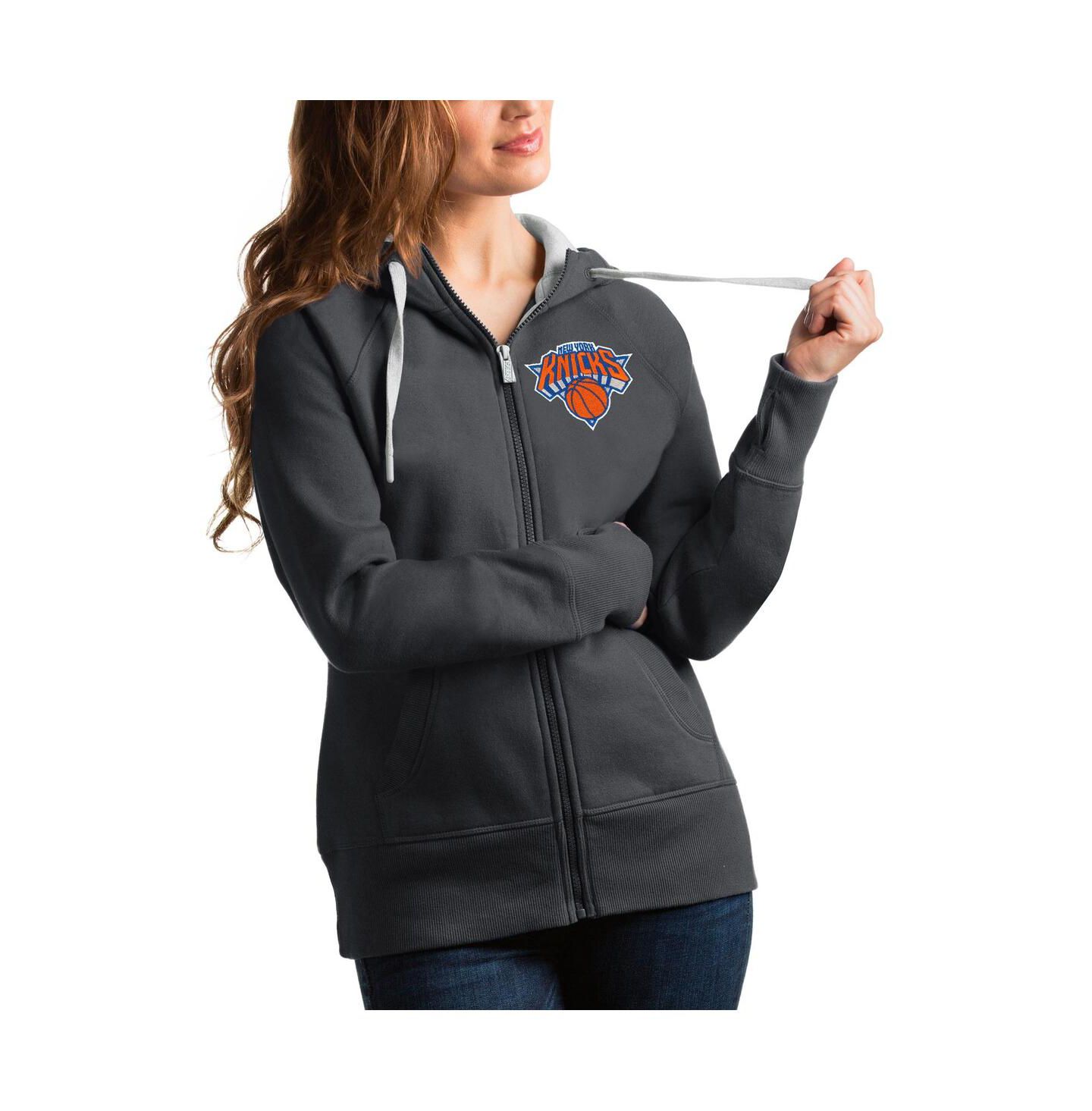 Женское худи Antigua Charcoal New York Knicks Victory Full-Zip — фото 1