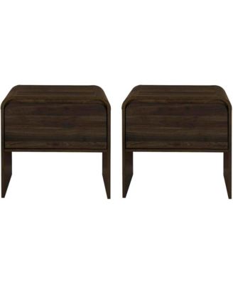 Mara 15.7 in Walnut Rectangular Wood End Table (Set of 2)