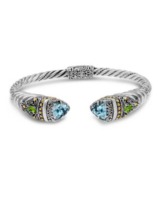 Cuff Bracelet in Sterling Silver and 18K Gold Accents