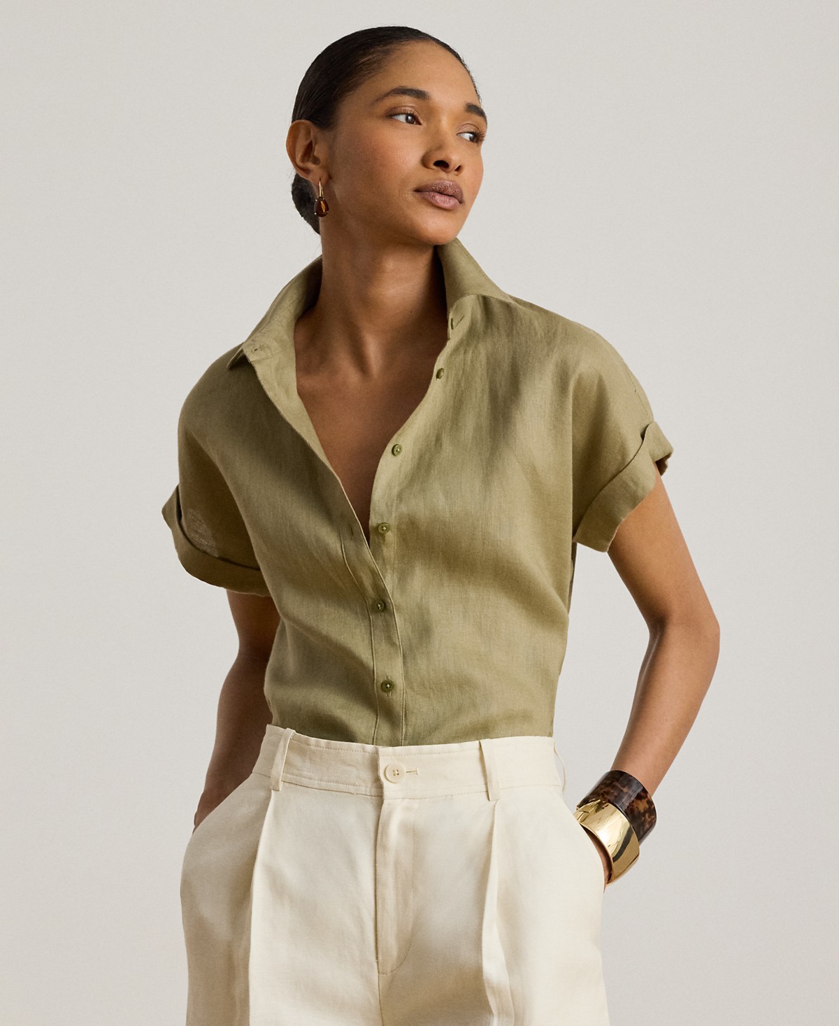 Женские Lauren Ralph Lauren Petite Relaxed-Fit Short-Sleeve Shirt — фото 1
