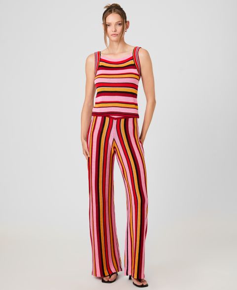 Женские комплекты French Connection Striped Sleeveless Top and Motley Knit Striped and Flare Pants, цвет: Оранжевый